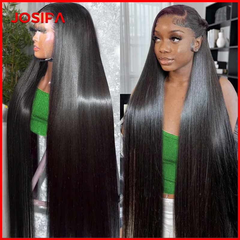 Sophia-Perruque de cheveux humains droite pour femmes noires, dentelle transparente HD, perruques de fermeture à franges, 13x4, 4x4, 5x5, 13x6, 40 pouces
