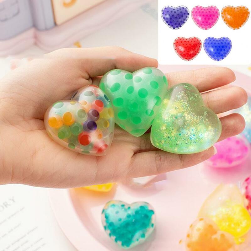 Heart Squishes Fidget Toy Valentine's Day Gift 5pcs Love Heart Squish Toy with Glitter Powder Small Balls for Stress for Kids