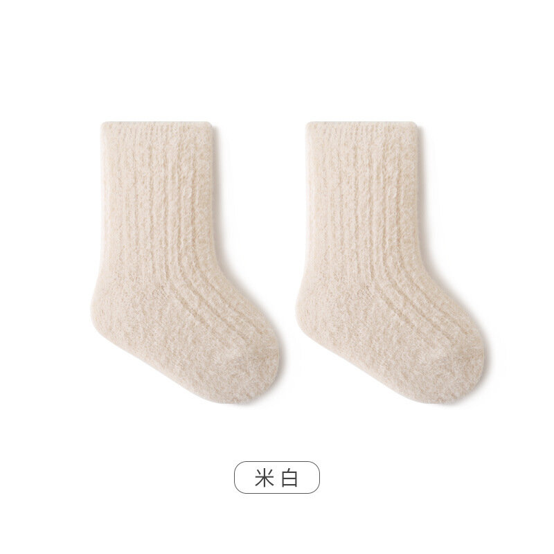 Baby Socks Autumn/winter Thickened Warm Loose Baby Socks Double Needle Solid Colour Tide Socks Boys Girls Mid-calf Cotton Socks
