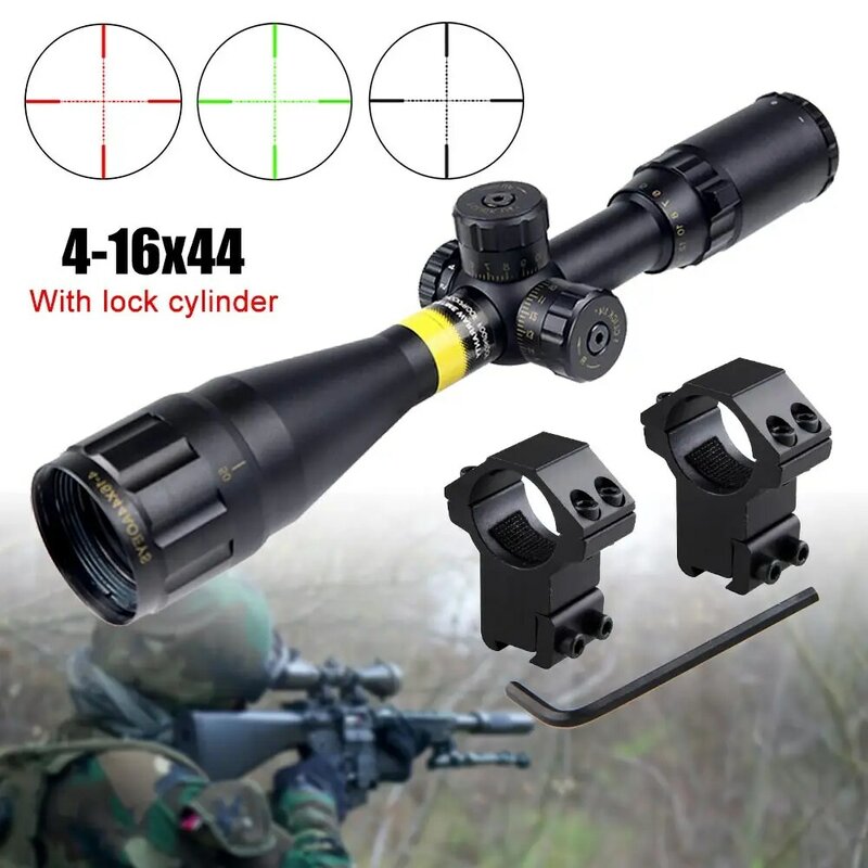 Visão transversal óptica tática para a caça, Riflescope óptico, Retículo Crosshair, 4-16x44, preto, verde, vermelho