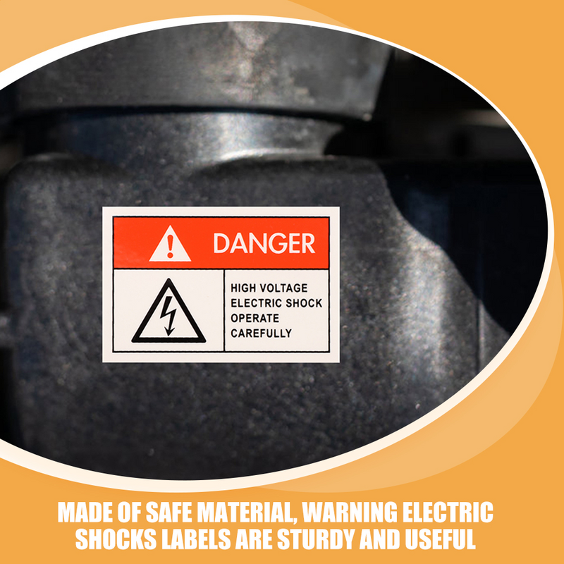8 buah Label Anti guncangan elektrik tanda bahaya peringatan guncangan untuk peringatan tekanan tinggi stiker Pp tegangan