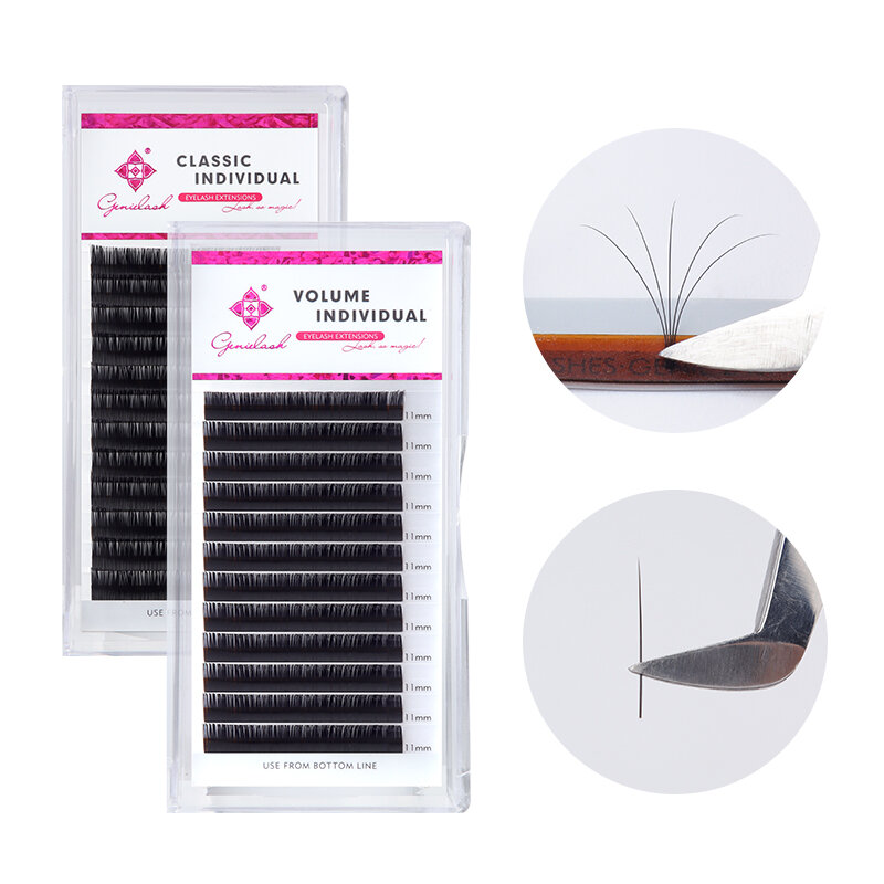Genielash false lashes natrual soft 16rows 8-15mm mix individual eyelashes russian volume eyelashes extension supplies