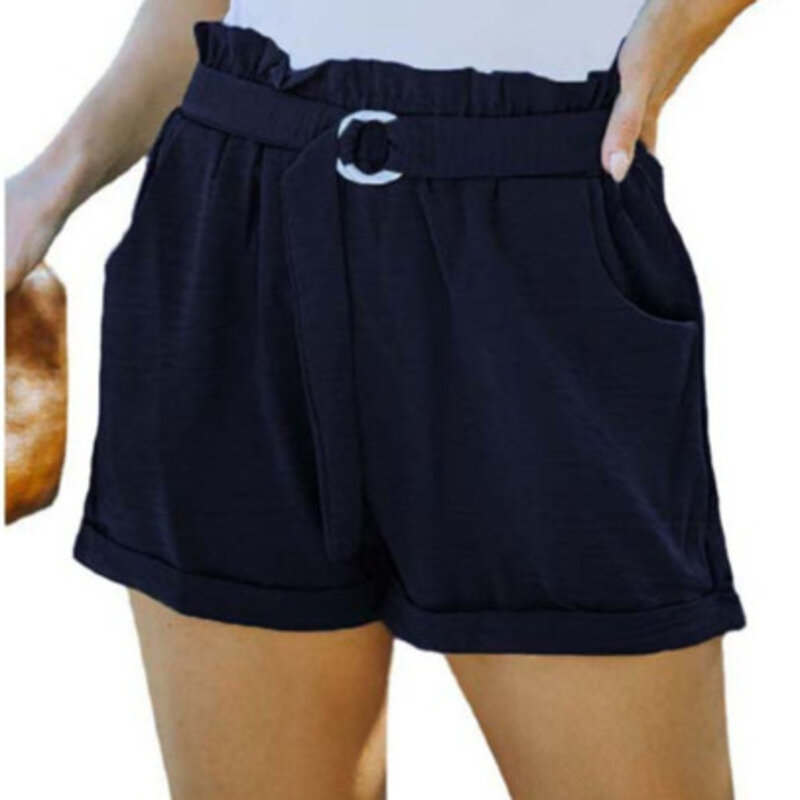 Pantalones cortos holgados y cómodos para mujer, Shorts informales con bolsillo de encaje, Color sólido, personalizados, novedad de verano 2024