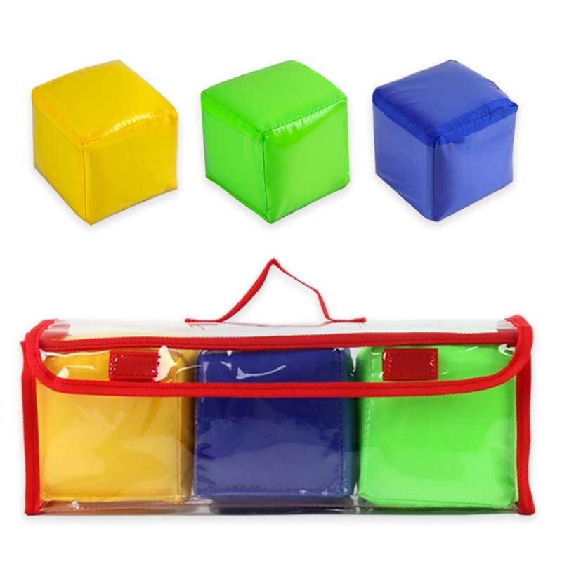 3 pçs jogando dados jogo, cubo bolso para ensinar cubo espuma macia bloco empilhamento brinquedo criança precoce