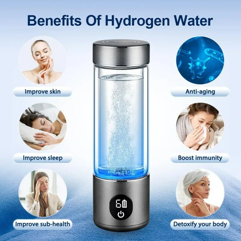 Garrafa de Água de Hidrogênio, Hidro de Água de Hidrogênio, Função 3 em 1, Pro Generator, 14.1oz