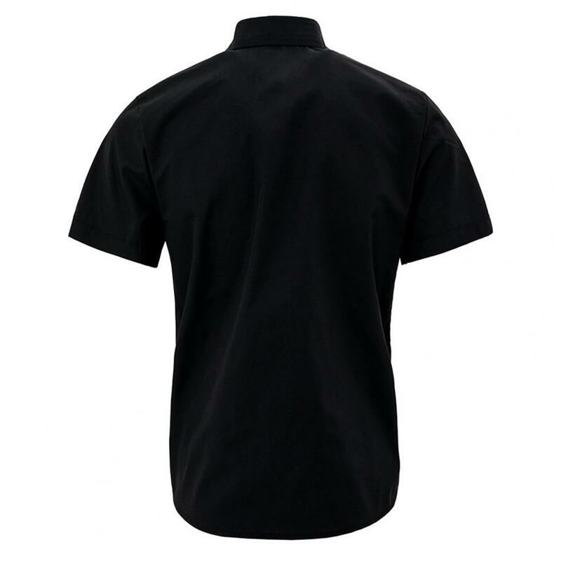 Men Casual Shirt Short Sleeve Men Shirt Men's Summer Cargo Shirt Lightweight Breathable Office Top with Turn-down Collar