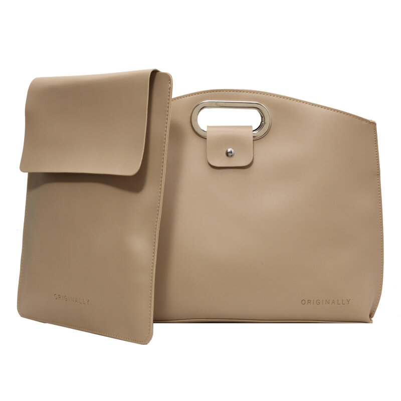 Bolsa para laptop de couro PU para mulheres, bolsas de alça superior, escritório, pasta casual simples, estilo coreano, 15,6 polegadas