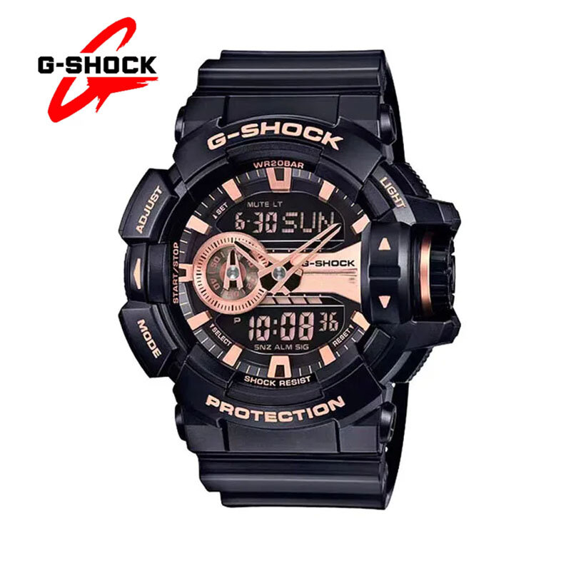 Zegarki G-SHOCK męskie seria GA 400 moda na co dzień wielofunkcyjne sporty na świeżym powietrzu odporna na wstrząsy tarcza LED podwójny wyświetlacz zegarki kwarcowe