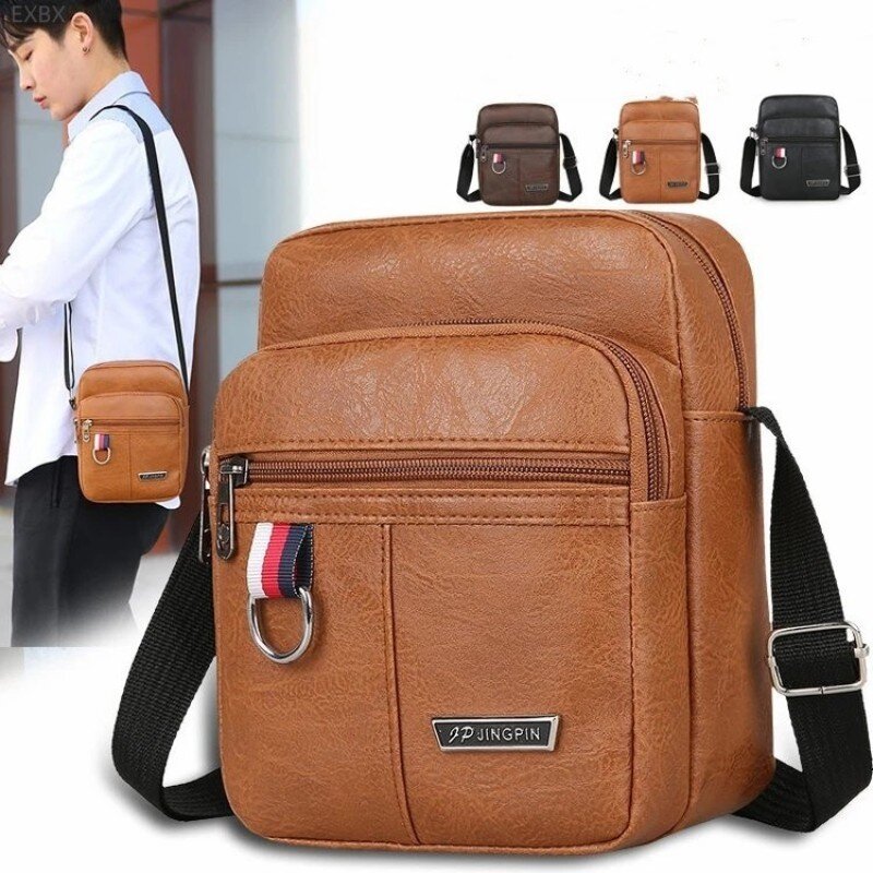 2023 Men's Messenger Bag Crossbody Shoulder Bags PU Leather Men Travel Sling Bag Large Capacity Business Messenger Bag for Male