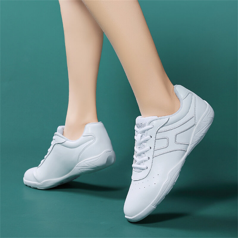 ARKKG-Zapatillas blancas de entrenamiento para niñas, zapatos de baile, tenis, gimnasia, competición de animación juvenil