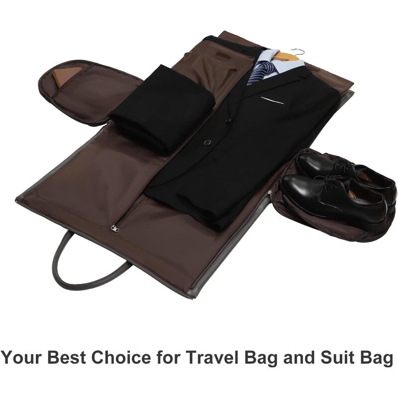 Garment Duffel Bag Gifts for Men Women Business - 2 in 1 Hanging Suitcase Suit Travel Bags in Brown