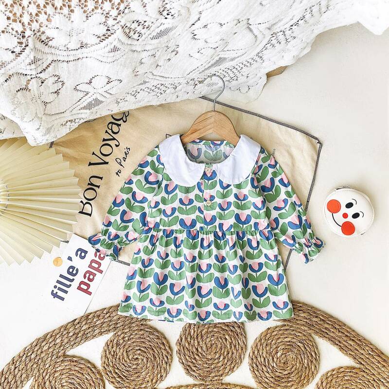 Sanlutoz – robe princesse en coton à manches longues pour fille, vêtement de vacances pour enfant en bas âge, printemps automne
