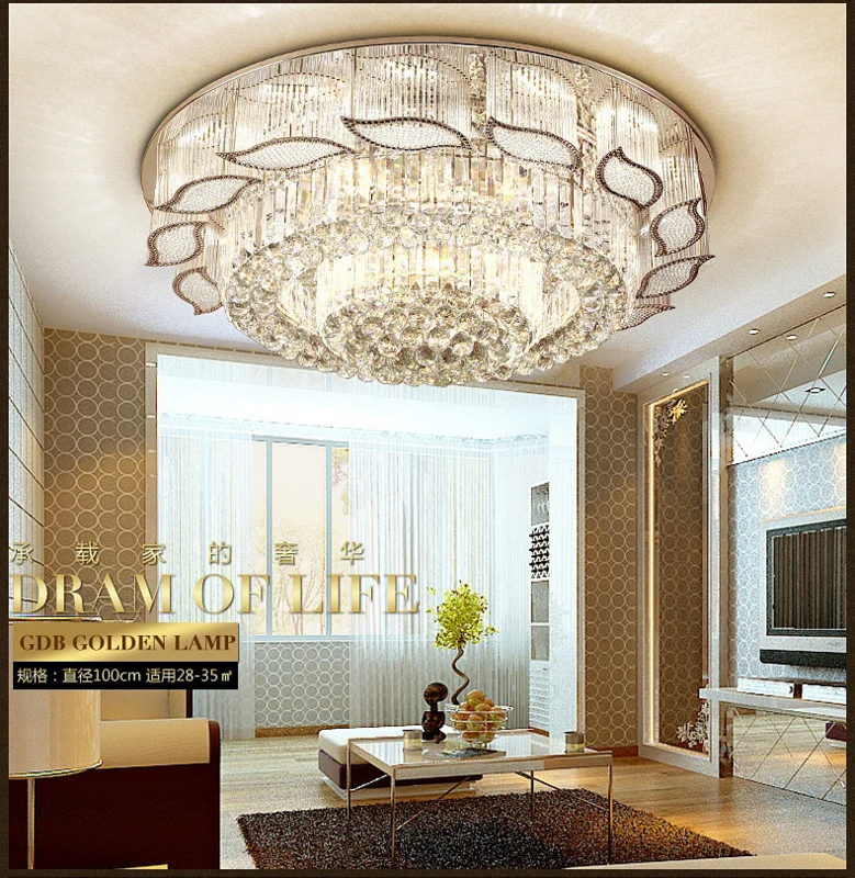 Plafonnier LED en cristal doré, design moderne, éclairage d'intérieur, luminaire décoratif de plafond, idéal pour un salon