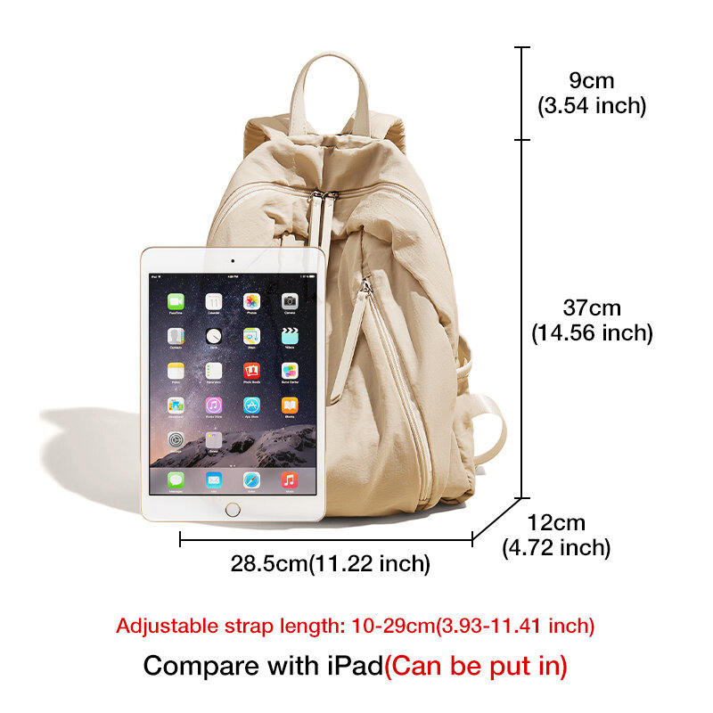 FOXER-Mochila de tecido de algodão impermeável para mulheres, bolsa monocromática simples, mochila de viagem adolescente, moda laptop