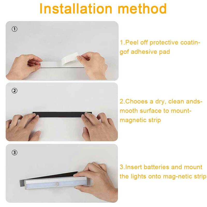 6/10LEDs Under Cabinet Night Light Motion Sensor Closet Light For Kitchen Bedroom Bedside Lighting Wall Lamp Staircase Lamp Bar