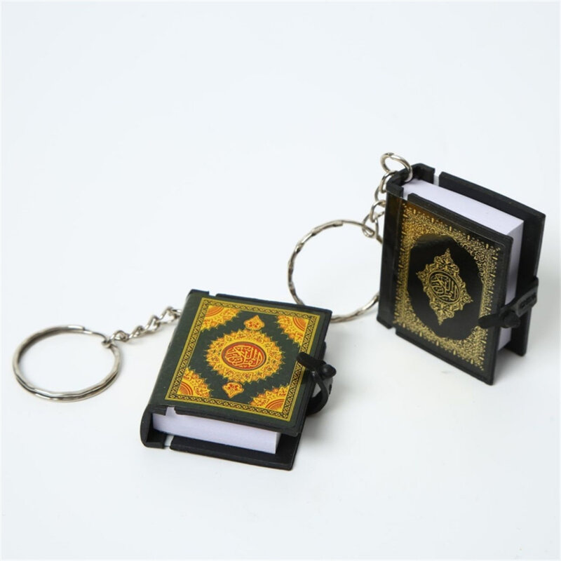1 Stuks Nieuwe Moslim Sleutelhanger Hars Islamitische Mini Ark Koran Boek Echt Papier Kan Lezen Hanger Sleutelhanger Sleutelhanger Religieuze Sieraden