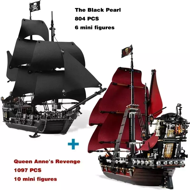 Blocos de construção do navio vingança rainha Anne, modelo pérola negra, brinquedos compatíveis para crianças, presentes de aniversário para meninos, estoque caribenho