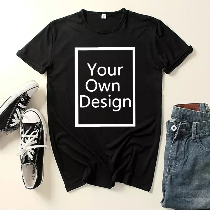 Homens e Mulheres Personalizado Impresso Lazer T-Shirt, Harajuku Moda Tops, DIY, Your Like Photo ou Logo, 11 cores, novo