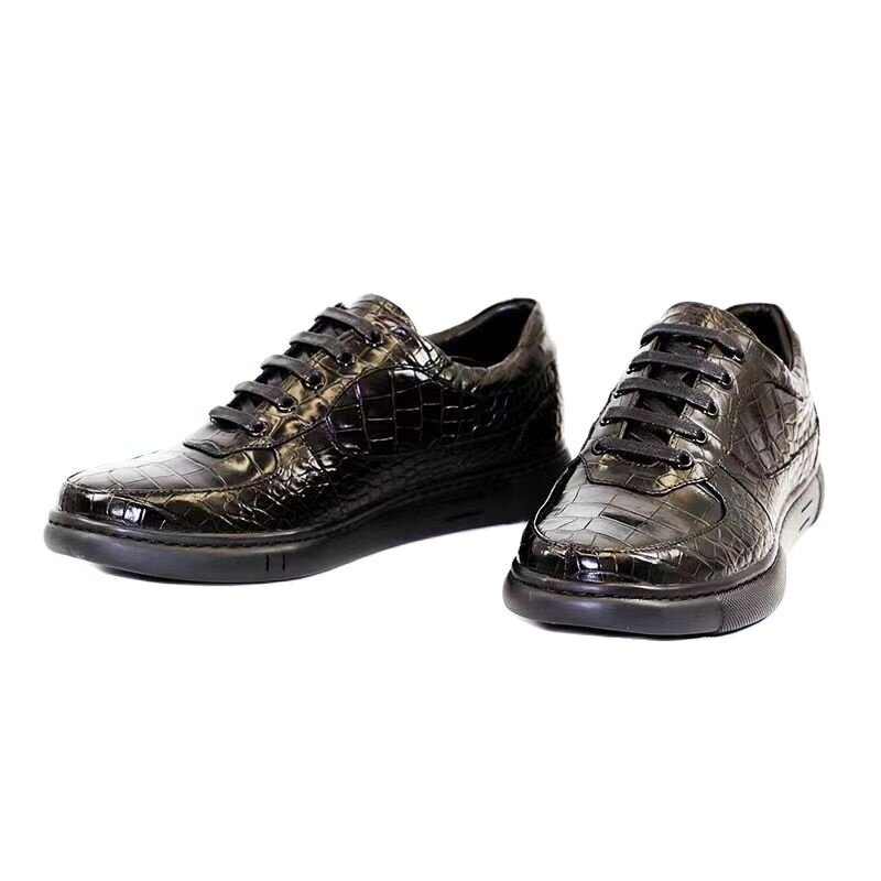 Zapatos informales de piel de cocodrilo para hombre, zapatillas de cuero genuino, color negro, pdd173, 2023