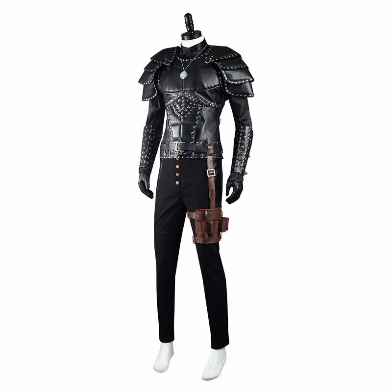 Costume di Geralt di Rivia Cosplay giacca da uomo cappotto Top pantaloni cintura parrucca vestito per adulto maschio Fantasia Halloween Carnival Party Suit