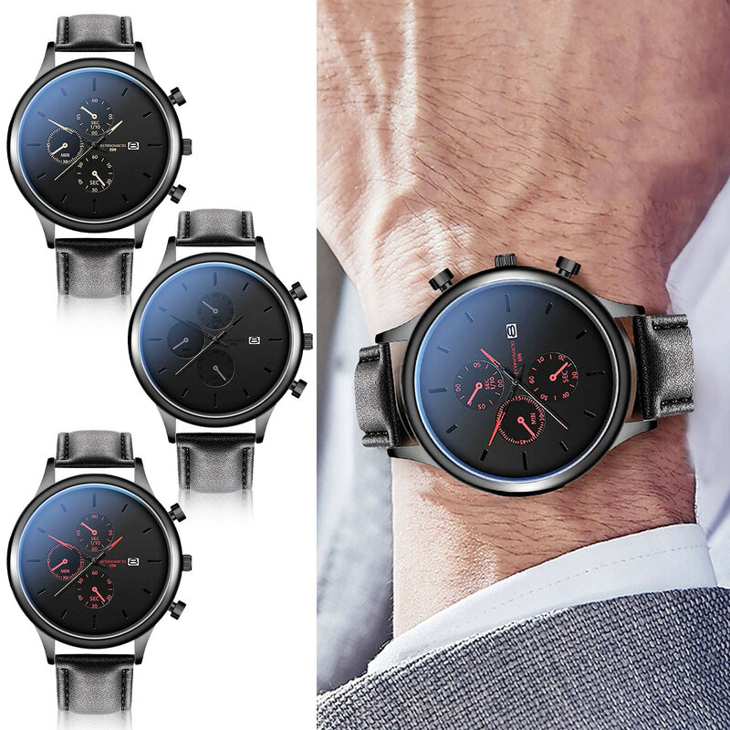 Men'S Watch Fashion Watch Leather Luxury Date Wrist Watch Sport Watches Watch High Quality Leather Strap Bracelet Atmosphere