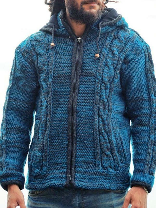 Amerykański męski sweter z kapturem, jesienno-zimowy 2024, nowy, zapinany na zamek, sweter męski z dzianiny