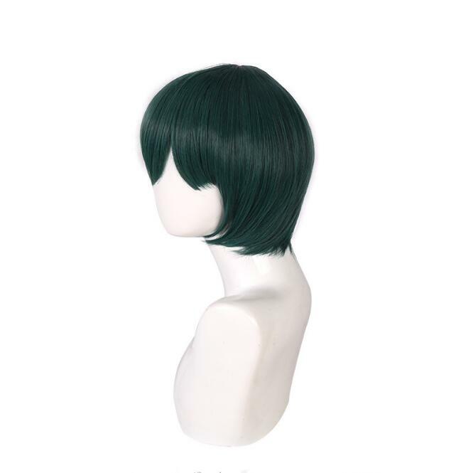Rin Itoshi peruka do Cosplay peruka z włókna syntetycznego Anime niebieski zamek Cosplay ciemne ciemne zielona krótka włosy