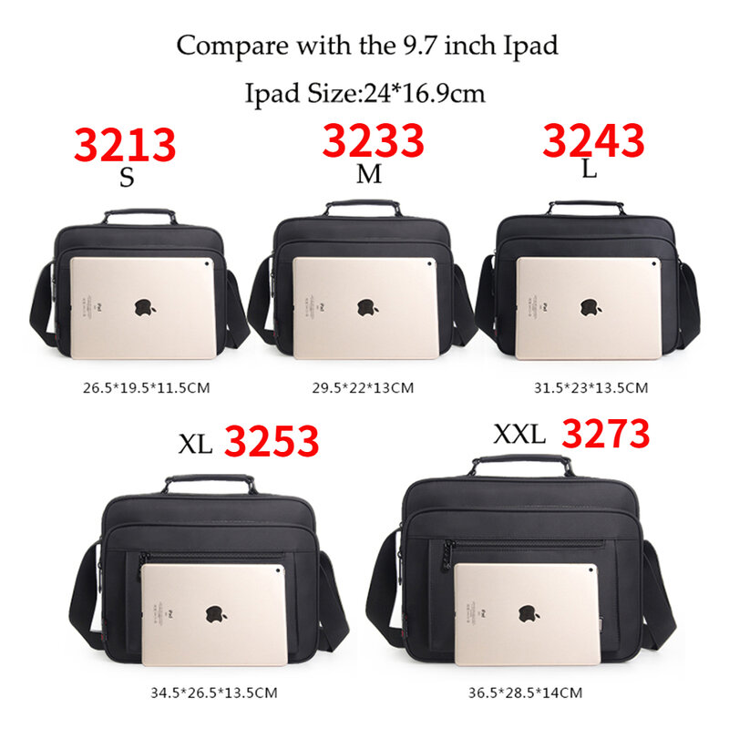 Yixinger-複数のサイズの防水ラップトップケース,男性用オックスフォードショルダーバッグ,iPad用,黒のビジネスバッグ,9〜14インチ