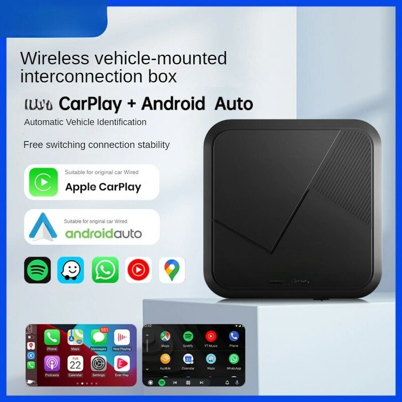 Caixa de adaptador automático Android CarPlay sem fio, máquina inteligente AI, linha com fio para sem fio
