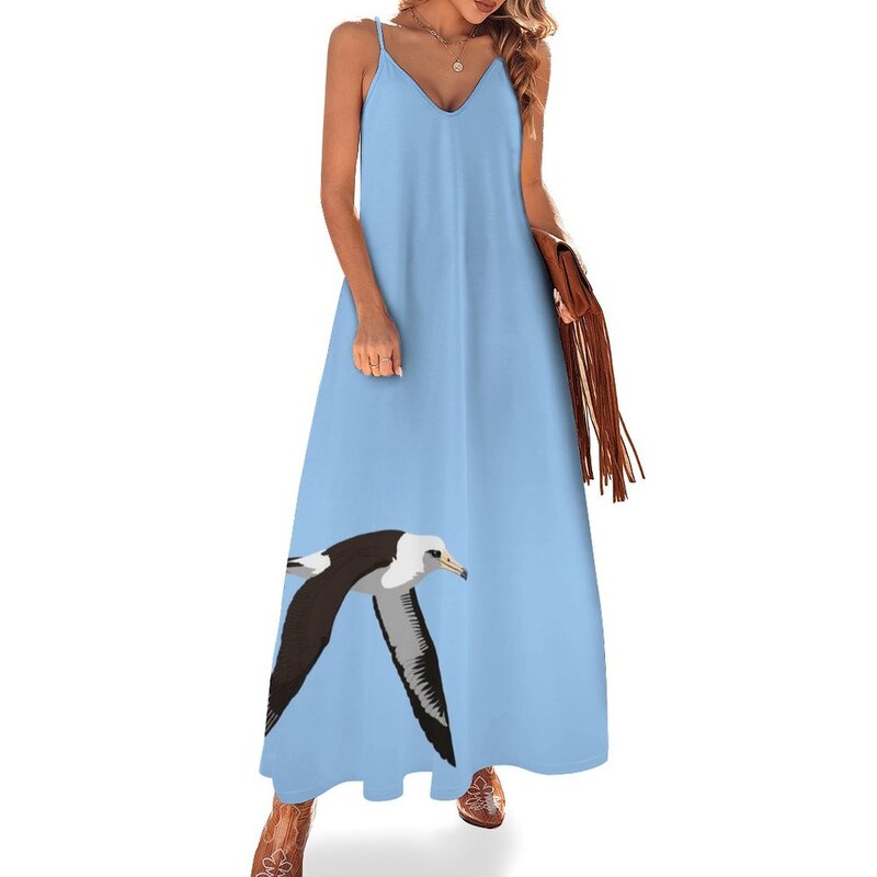 Laysan Albatross 민소매 원피스, 긴 원피스, 여성 여름 옷
