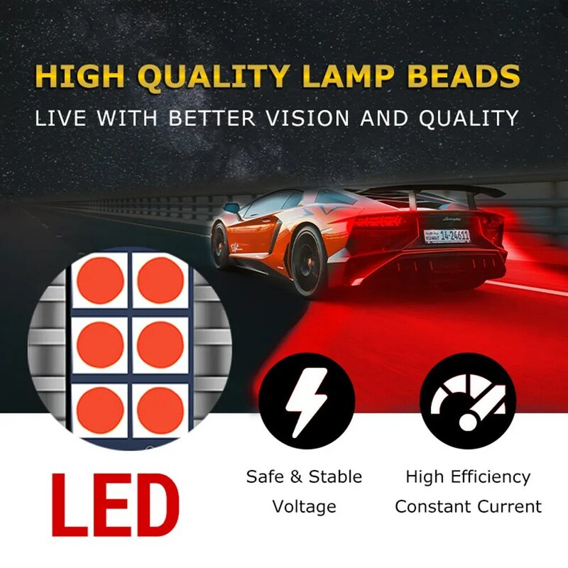 LED Strobe 5 Vezes Parar Lâmpadas, Cauda Piscando Luz, Turn Signal Lamp, 27SMD 3030 Chips, 1000K Vermelho, 360 ° Ângulo de Feixe, 12V, 1157 T20 1156