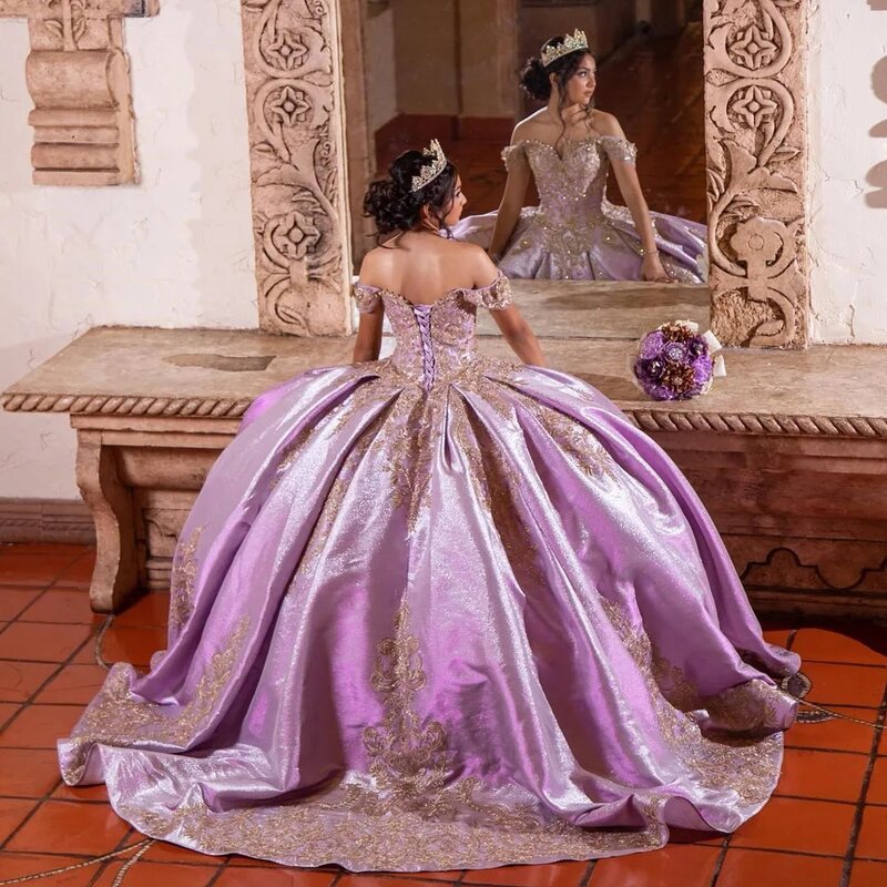 プリンセスセスイエアレラドレス,裸の肩のボールガウン,愛らしい16の紫色のプリンセスドレス,15歳の子供向け