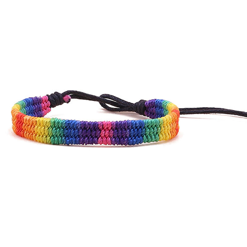 Charm LGBT Rainbow Rope Bracelets For Couple Pride Gay Women Men Handmade Woven Braided String Friendship Lover Jewelry Gifts