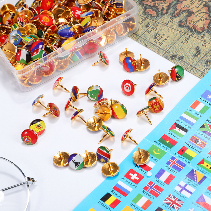 Punaises en métal délicates pour carte du monde, 200 pièces, cadeau unique, pays, créatif