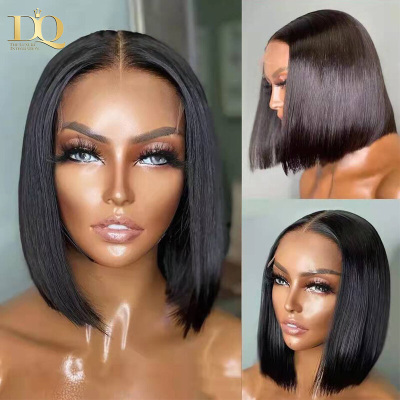 Wear Go Glueless Wig Lace Front Human Hair Wigs For Women 8-18 Inch Brazilian Straight Short Bob 13X4  Lace Frontal Real Wig