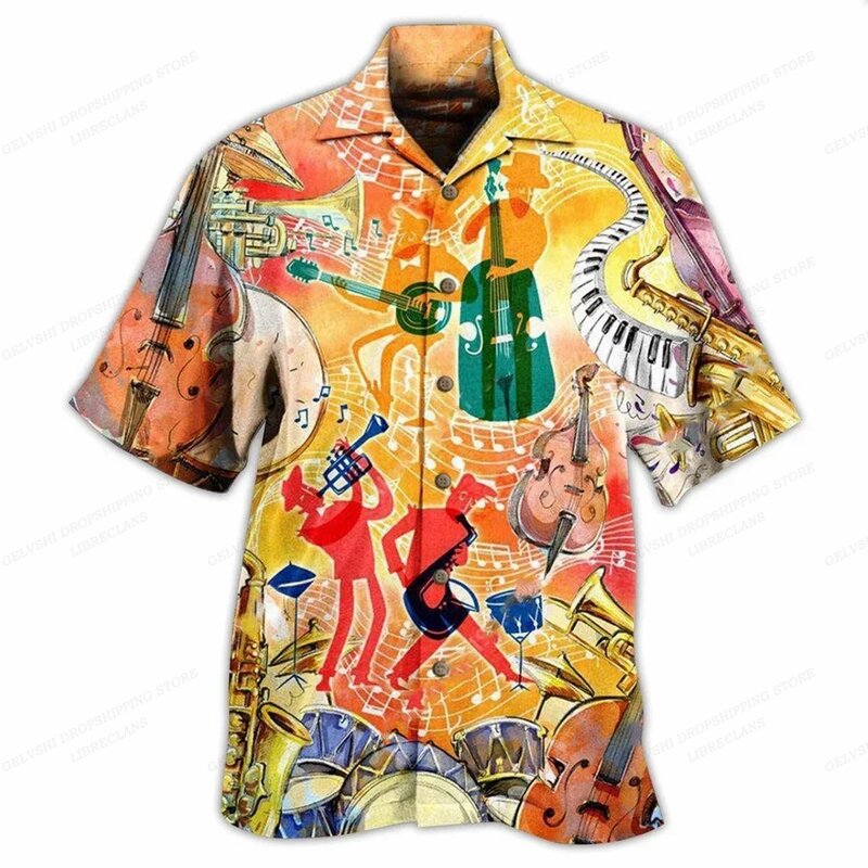 Camisa hawaiana de manga corta para hombre, blusa informal de playa, ropa de Camping, cuello vuelto vocacional