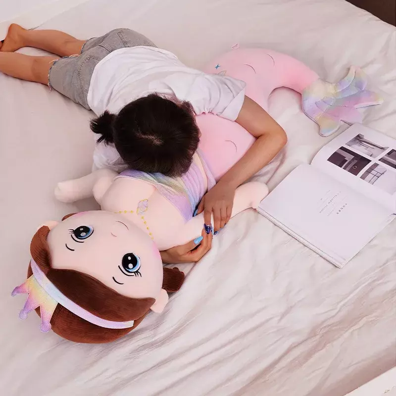 Muñeca de peluche de sirena de dibujos animados para niña, juguete creativo de princesa Kawaii, almohada, decoración de habitación, regalos de cumpleaños, 60cm