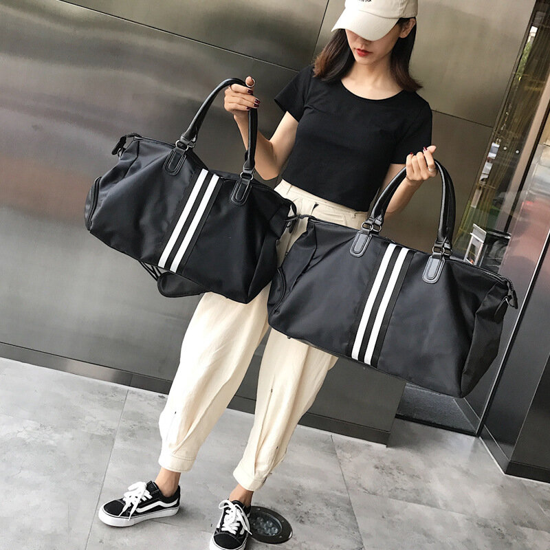 Men's and women's short distance travel bag waterproof simple Korean fitness bag large capacity nylon sports bag storage yoga ba