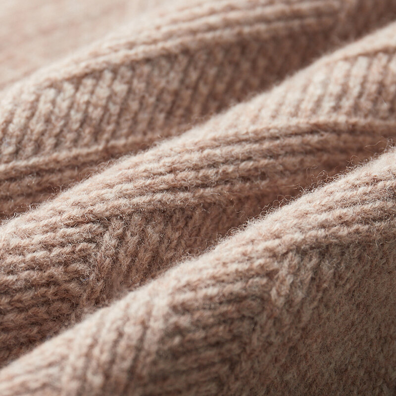 Suéter de Cachemira de lana merina para hombre, Jersey grueso semialto de cuello, camisa de fondo de punto suelto, otoño e invierno, 100%