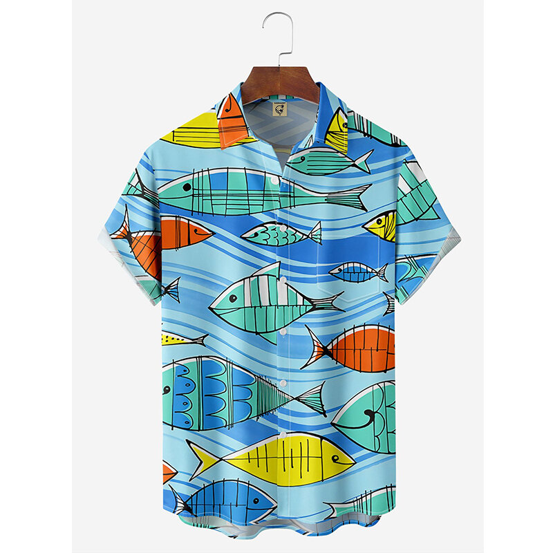 Мужская Дизайнерская одежда, рубашка с 3D принтом, летняя Гавайская Пляжная футболка большого размера с графическим принтом собак в стиле Харадзюку, 2024