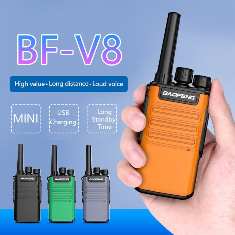 Baofeng-Mini walkie-talkies de BF-V8, Radio CB bidireccional, portátil, para caza al aire libre, transceptor UHF HF, 1-8 KM