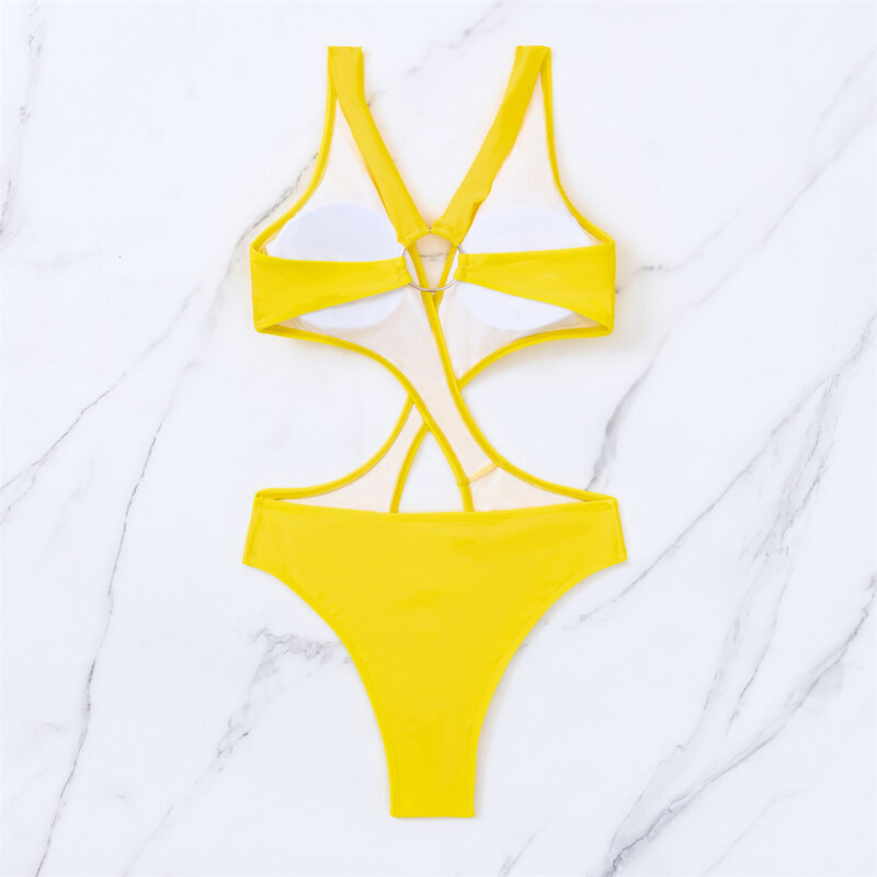 Bikini Cross Bandage Sexy Uitgehold Badpak Ringen Rugloze Monokini Swimwears Vrouwen Eendelig Strand Badpak Bikini Mujer