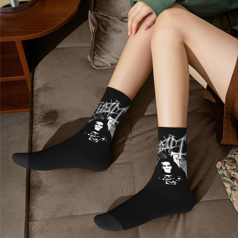 ถุงเท้า MAYHEM สำหรับผู้ชายผู้หญิง, ถุงเท้าดนตรีโลหะสีดำลำลองถุงเท้าของขวัญฤดูใบไม้ผลิฤดูร้อนฤดูใบไม้ร่วงฤดูหนาว