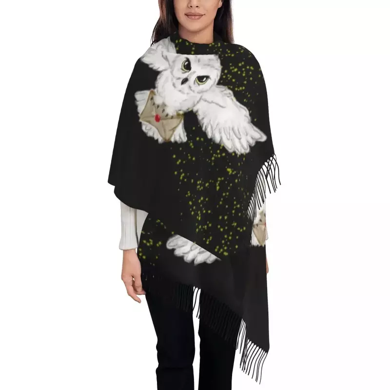 Luxury Owl Flight Tote Bag Tassel Scarf Women Winter Fall Warm Shawl Wrap Lady Witch Magic Scarves