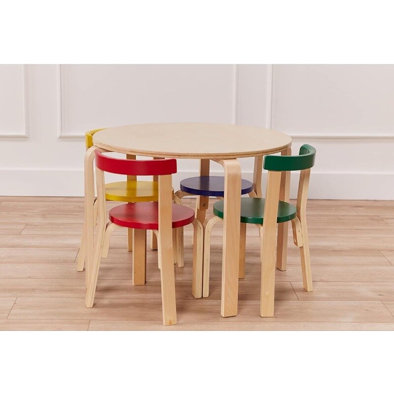 子供のための丸いテーブルと湾曲した背もたれの椅子のセット,さまざまな家具,テーブルと椅子のセット,5個