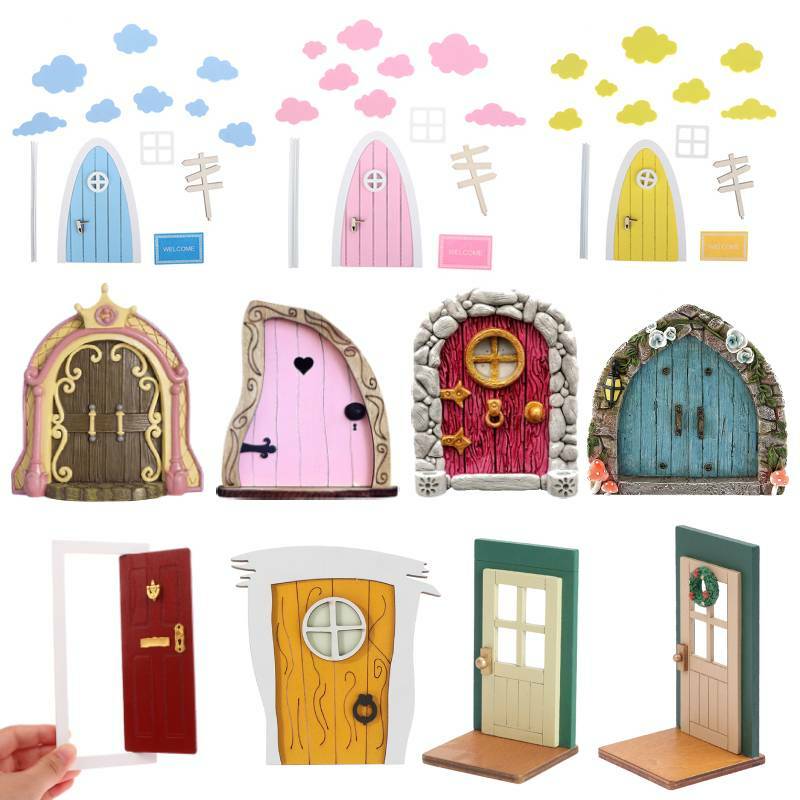 Miniatura Fairy Garden Decor, DIY Ornamento De Madeira, Craft Elf Door Kit, Xmas Gift, Dollhouse Acessórios