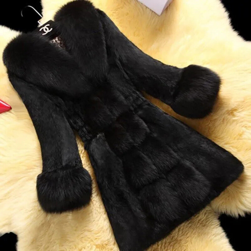2022 Autumn Winter New faux Fur Coat Womens Fashion Casual Imitation Mink Fur Jacket Women Large Size Fur Collar Warm Outerwear