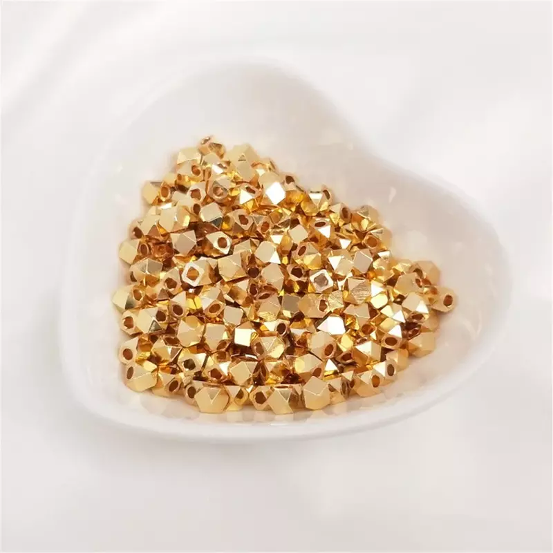 14K Gold Plated Corner bead polygon slice, loose bead, separate bead DIY handmade beading material, first accessories