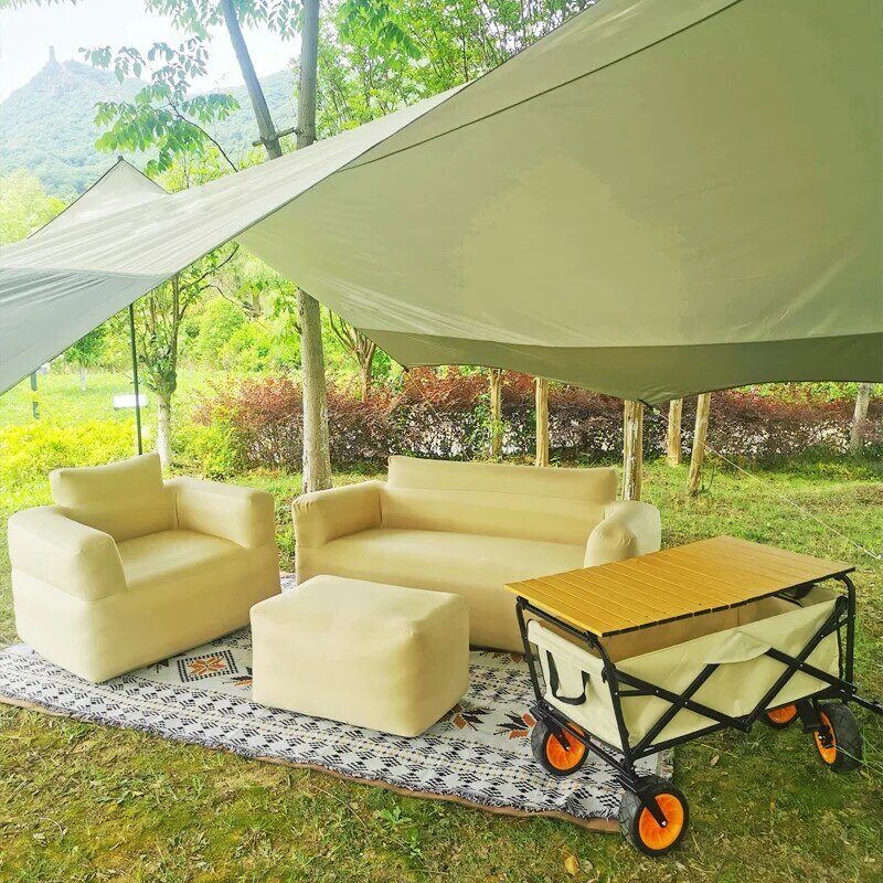 Sofá inflável exterior portátil do ar, sofá impermeável e anti-ar do vazamento, cadeira do relaxamento, ajuste para o jardim, praia, curso, acampamento, piquenique