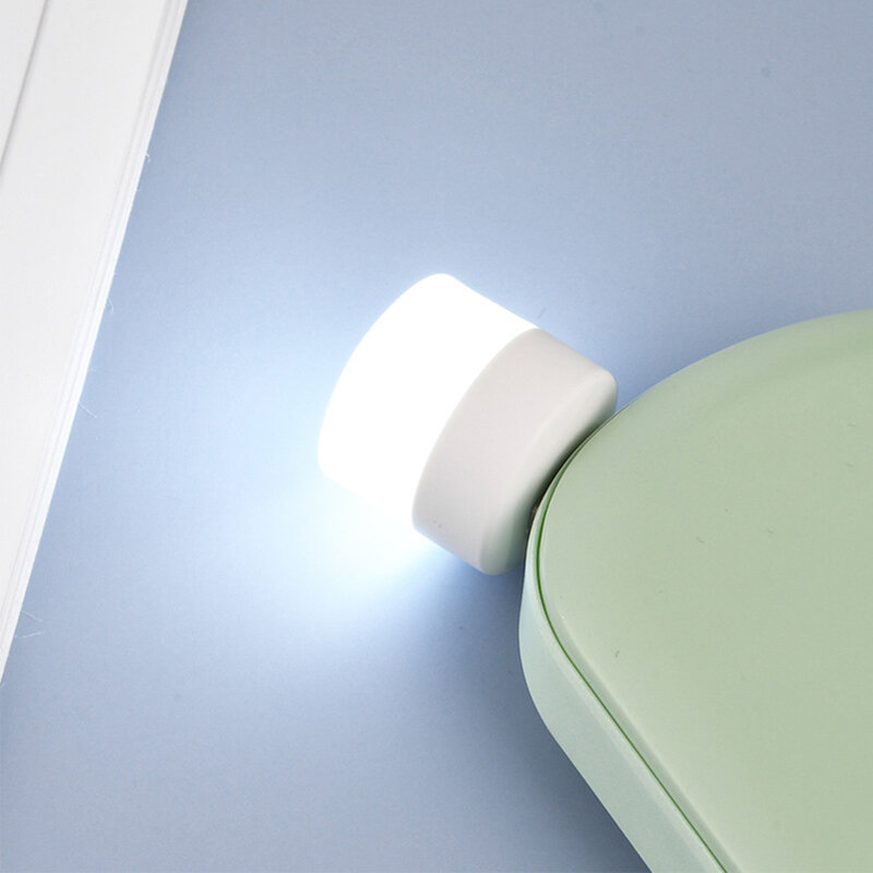 Luz Nocturna USB redonda, lámpara LED portátil, Mini luz nocturna de lectura, accesorios de iluminación para el hogar, 3cm x 2,5 cm, blanco y cálido